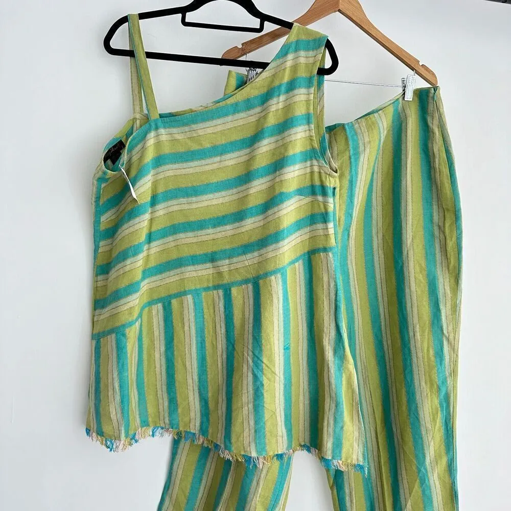 NWT Ashley Stewart Linen Blend Matching Set Womens 18 Striped Lagenlook Vintage - Image 4