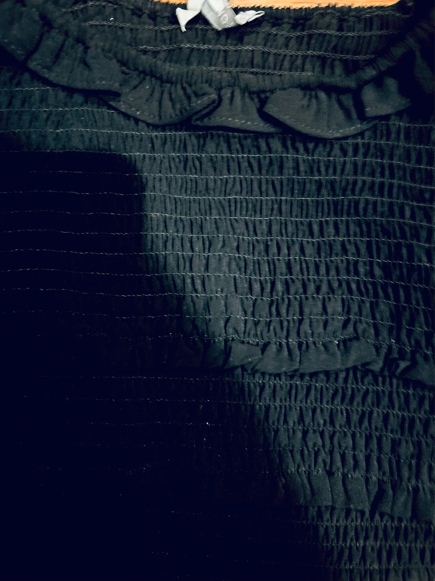 Love Tree BLACK SUPER BOHO Copa Smocked Cropped Tank Top with Ruffle Sleeves - Image 8