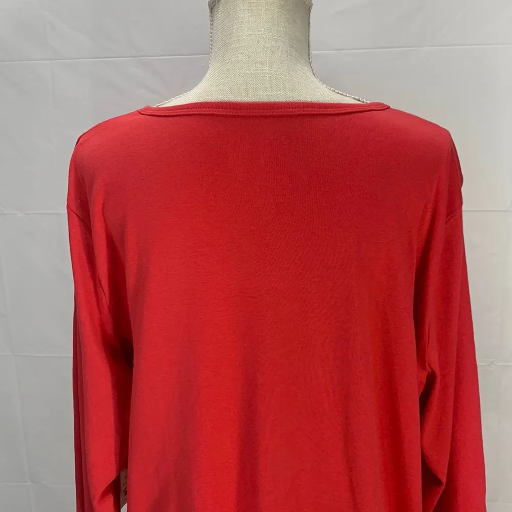 Long Sleeve Scarlet Red Essential Crew Neck Tee Top Size 2X - Image 9