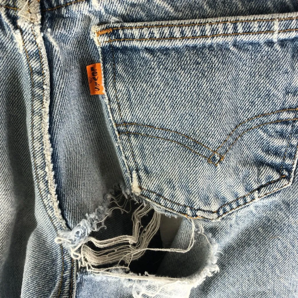 Levis Vintage Jeans Orange Tab Straight Leg Distressed Grunge 26x33 Actual 24x31 - Image 4