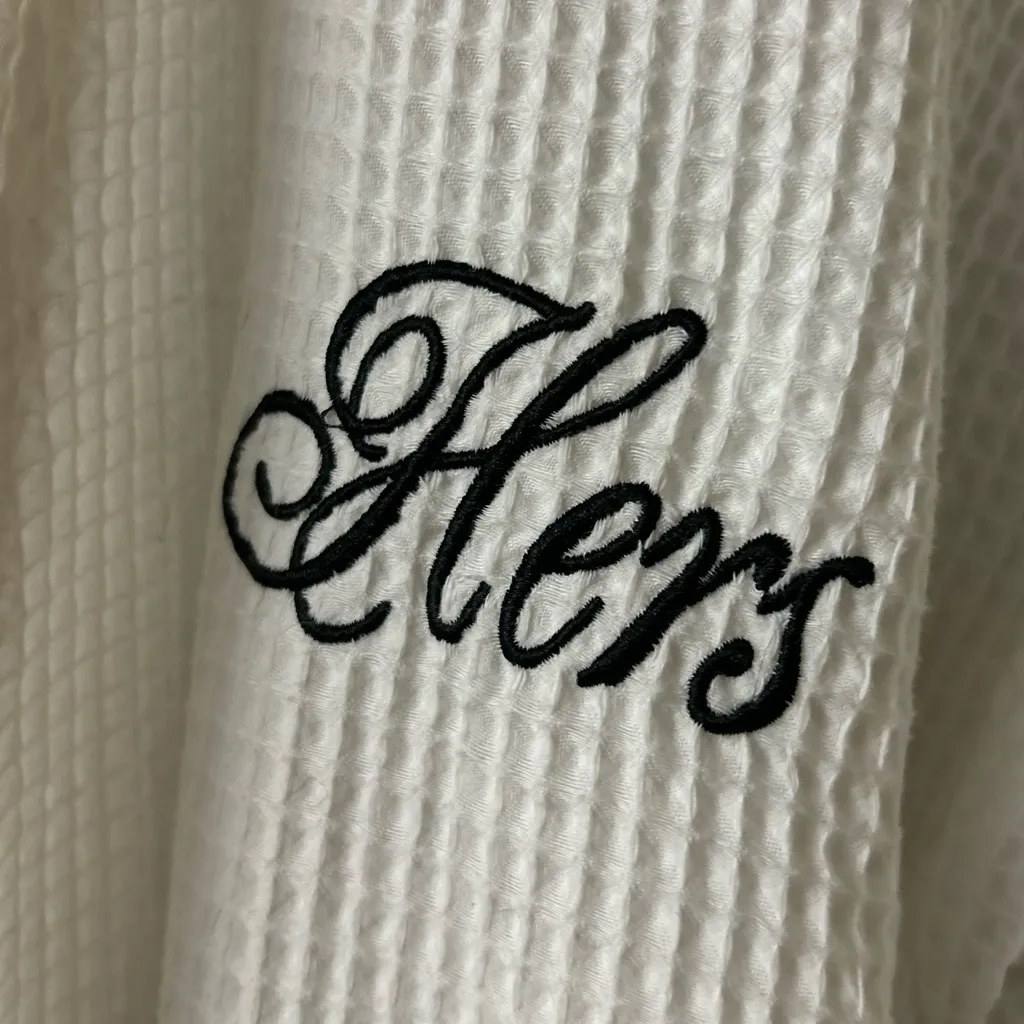 Luxor Linens "Hers" Egyptian Cotton Waffle Weave Spa Robe, White, OSFM White Size undefined - Image 7
