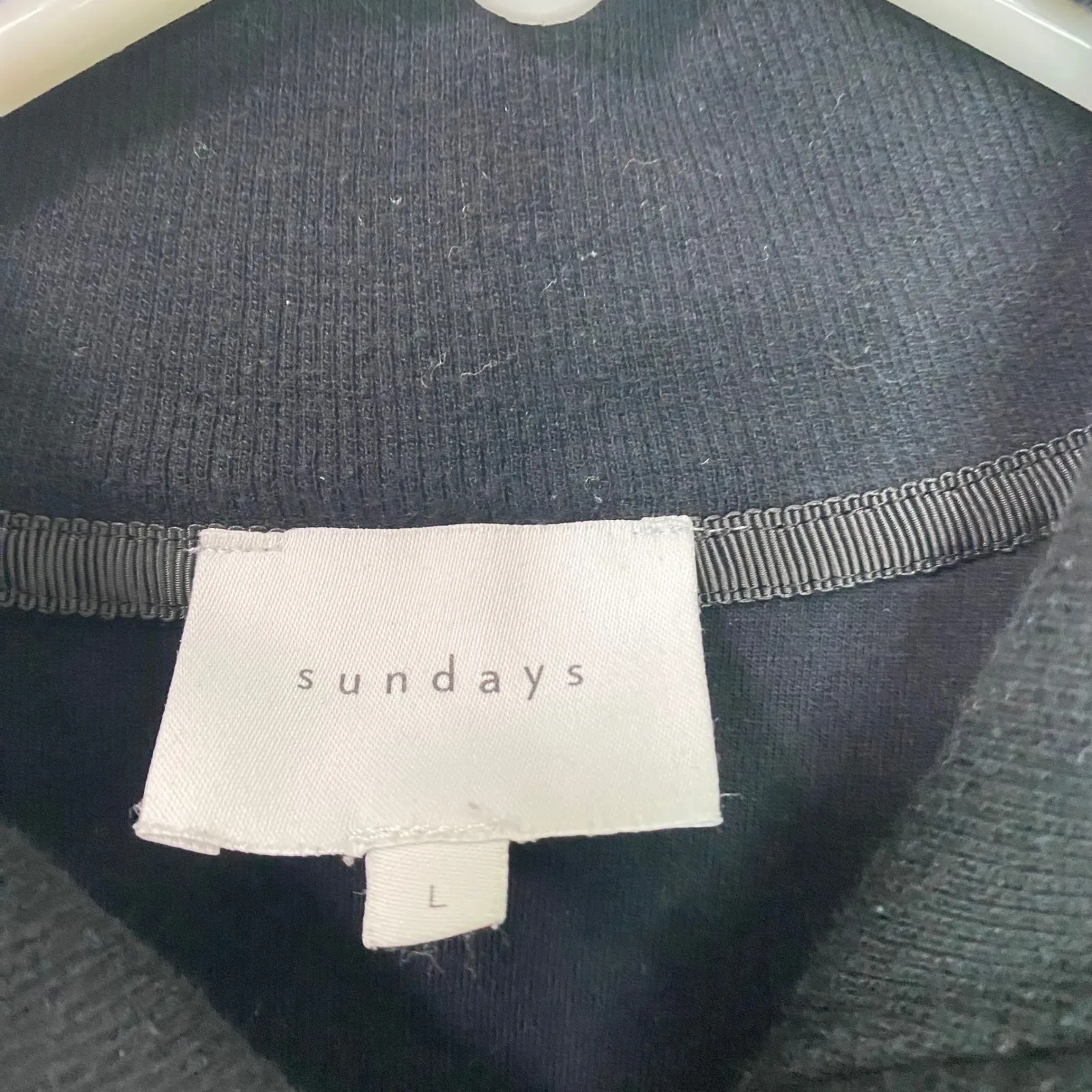 Anthropologie Sundays Tess Stand Collar Black Zip Up Jumpsuit Utility Lounge L - Image 5