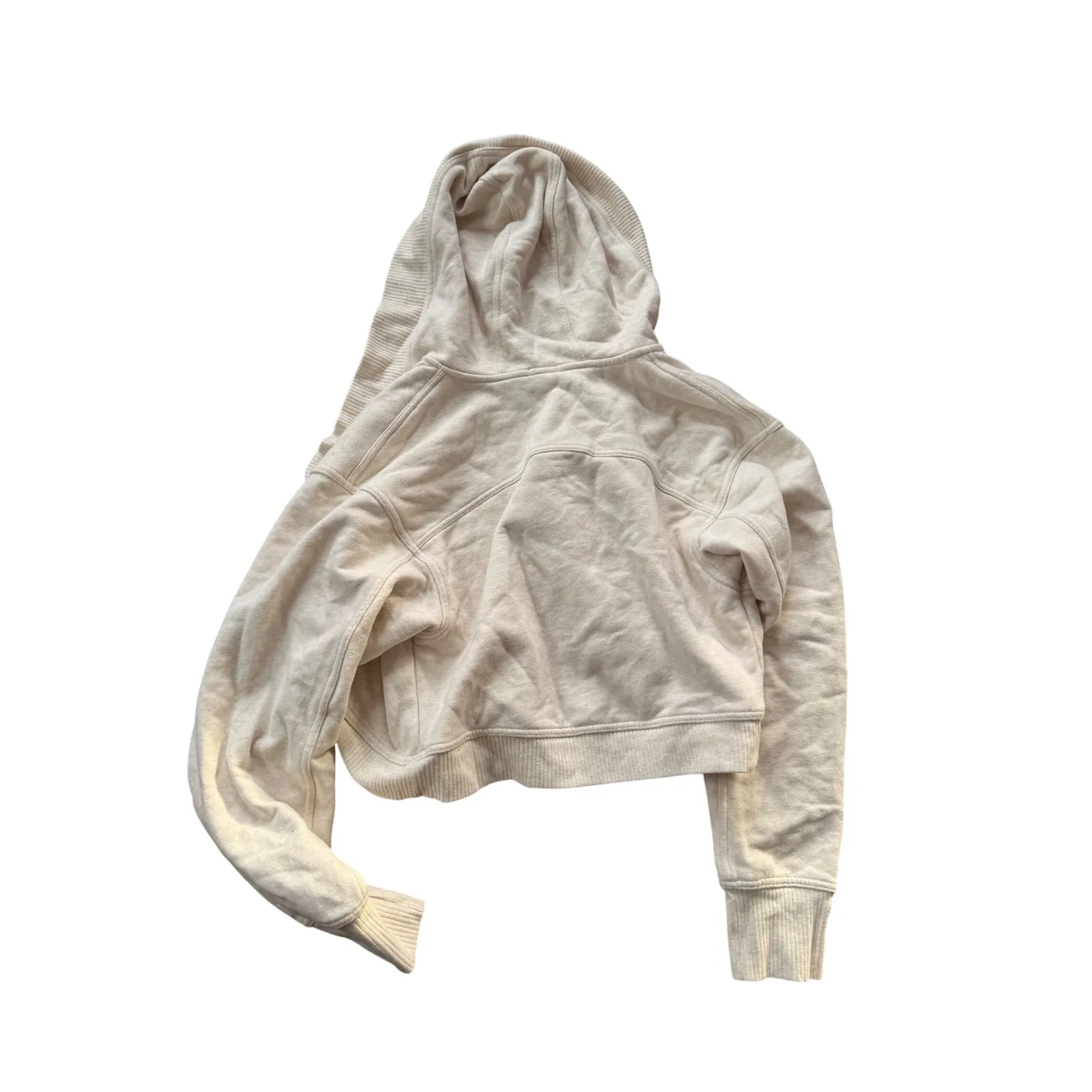 Aerie Beige Hooded Cropped Cardigan Sweater Women's Size M Cozy Neutral - Image 2