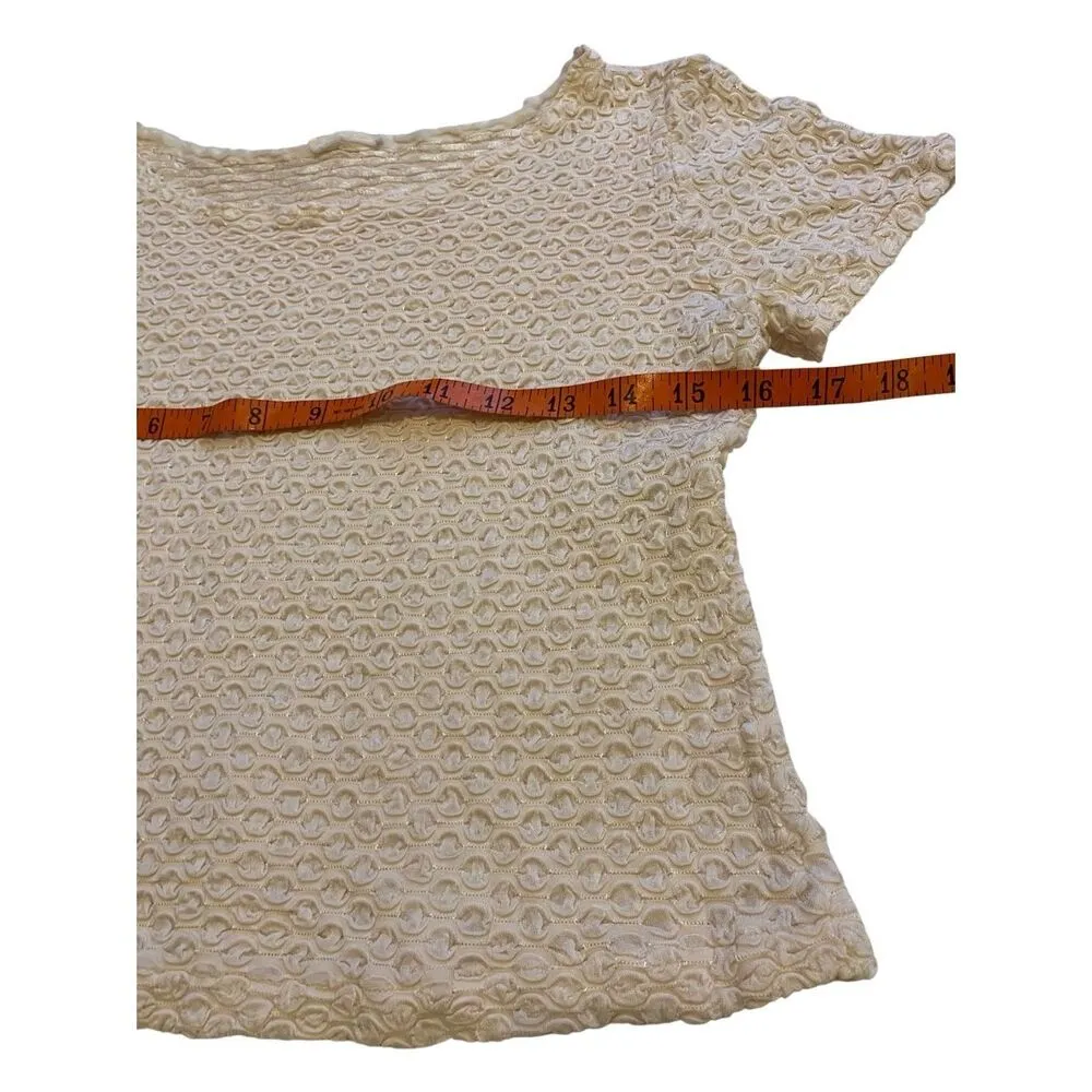 Y2k Vintage Textured Cropped Blouse Coquette Cottage Fairy Lace Stretchy School Size M - Image 10