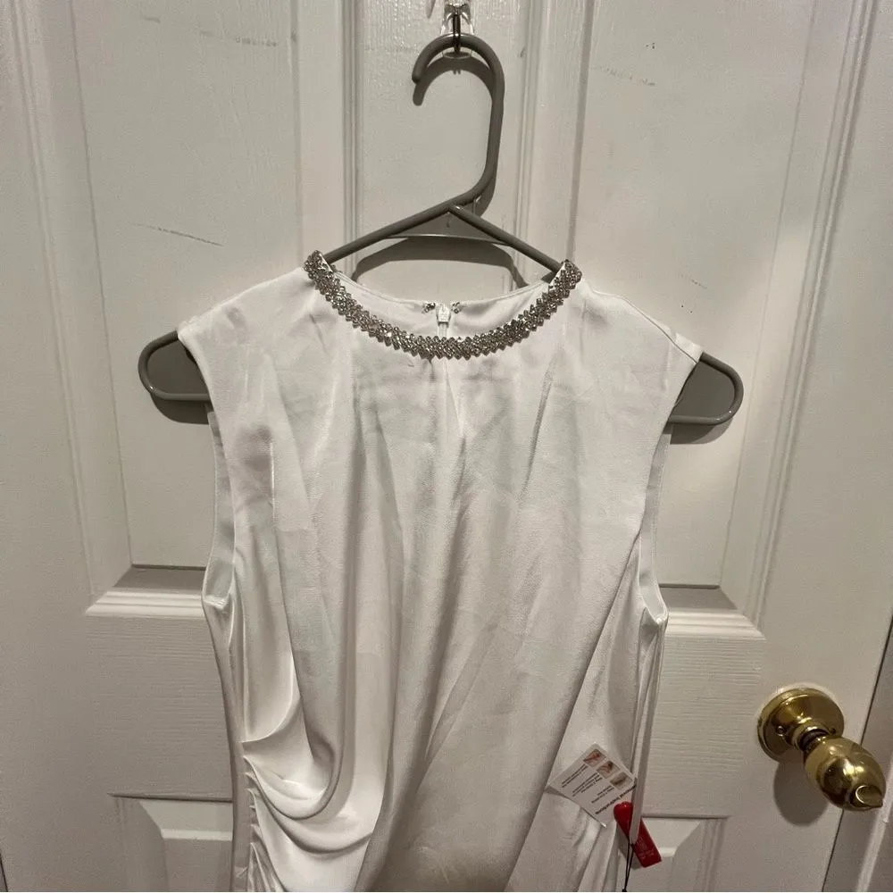 NWT IEENA for Mac Duggal Rhinestone Neckline Draped Mini Dress‎ size 4 - Image 5