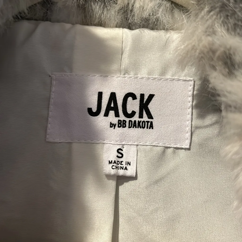 Jack by BB Dakota in a furry faux fur gray vest - Image 5