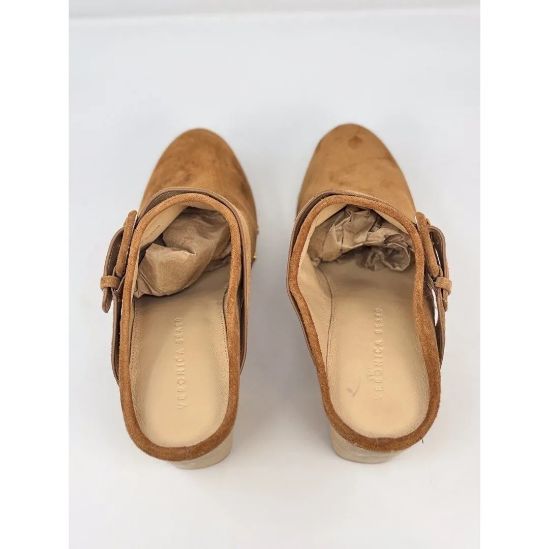 VERONICA BEARD Dacey Women Mules Brown Suede Heeled Clogs Studded Retro US 9.5 M - Image 8