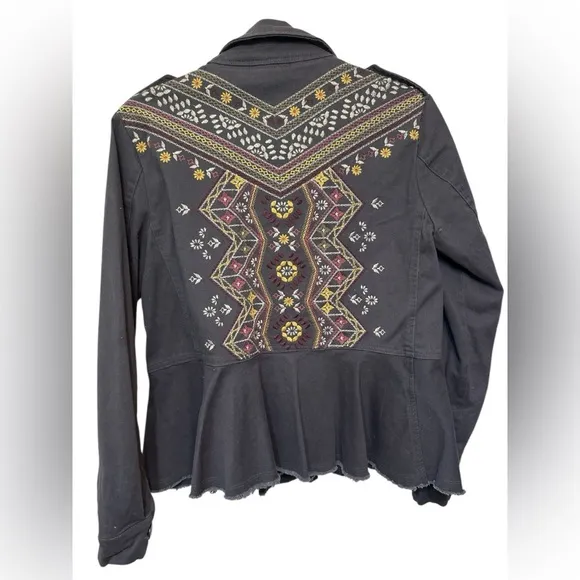 Knox Rose Embroidered Utility Jacket Gray Button Down - Image 2