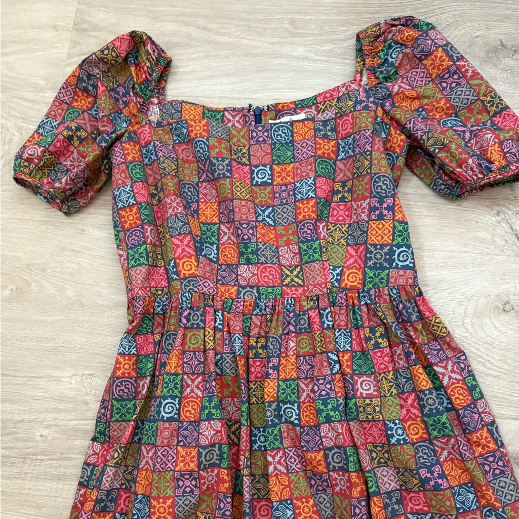 Coco Shop Tuckernuck Boho Checkerboard Print Maxi Dress | Medium - Image 4