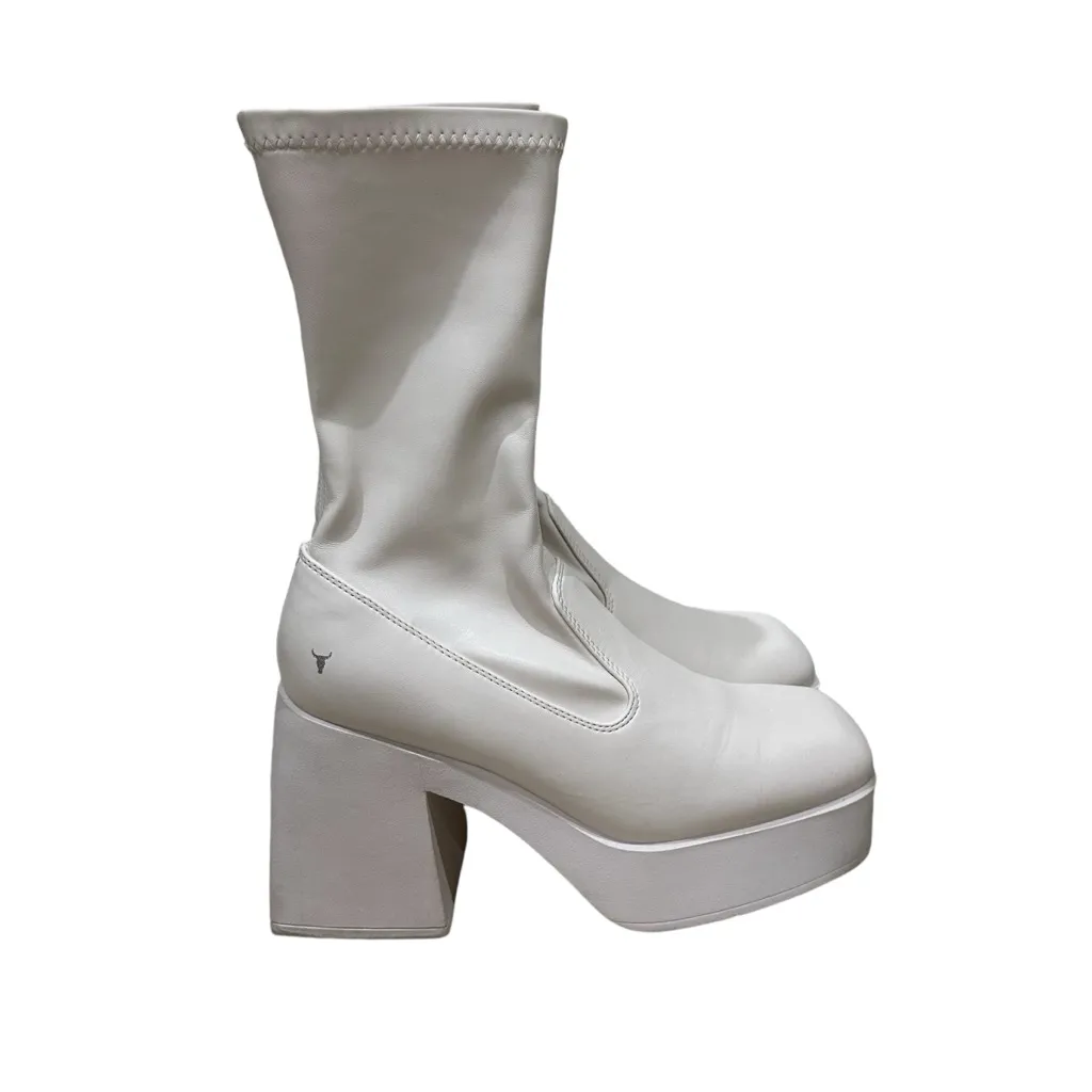 Windsor Smith White Stretch Sock Platform Boots Grunge Wmn‎ Sz 10 - Image 5