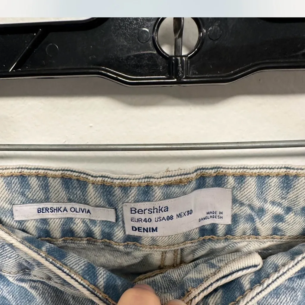 Bershka Olivia Blue Jean Denim grandpa mid Shorts size 8! - Image 4