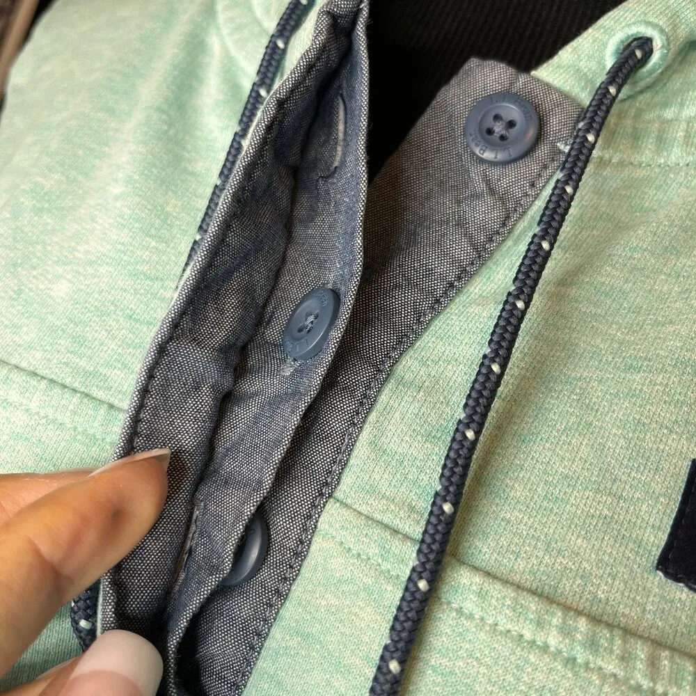 LL Bean Rugby Henley Hoodie Womens SP Pullover Sweatshirt Turquoise 100% Cotton Green Size undefined - Image 6