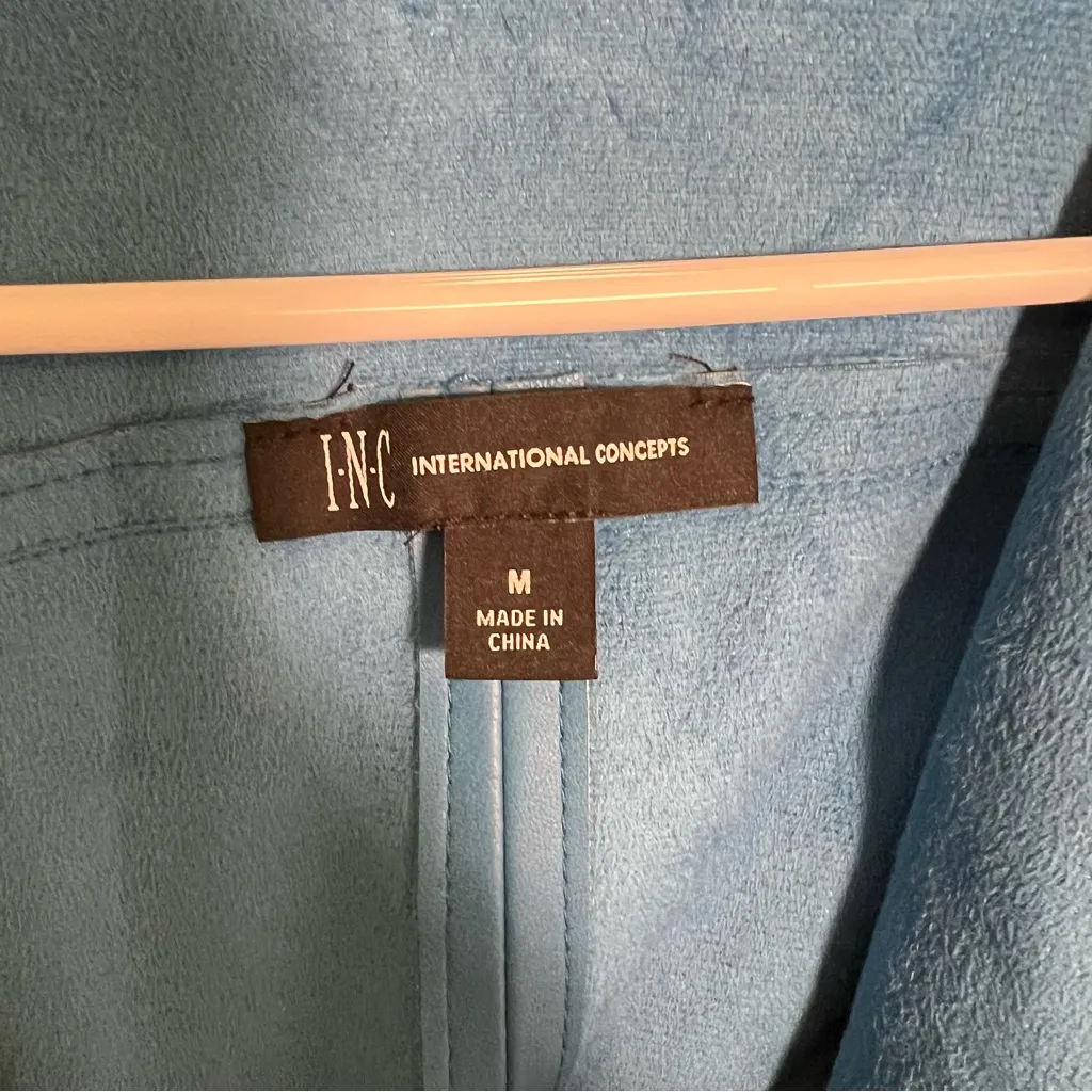 INC International Concepts Vegan Leather Draped Front Jacket Blue M Size M - Image 12