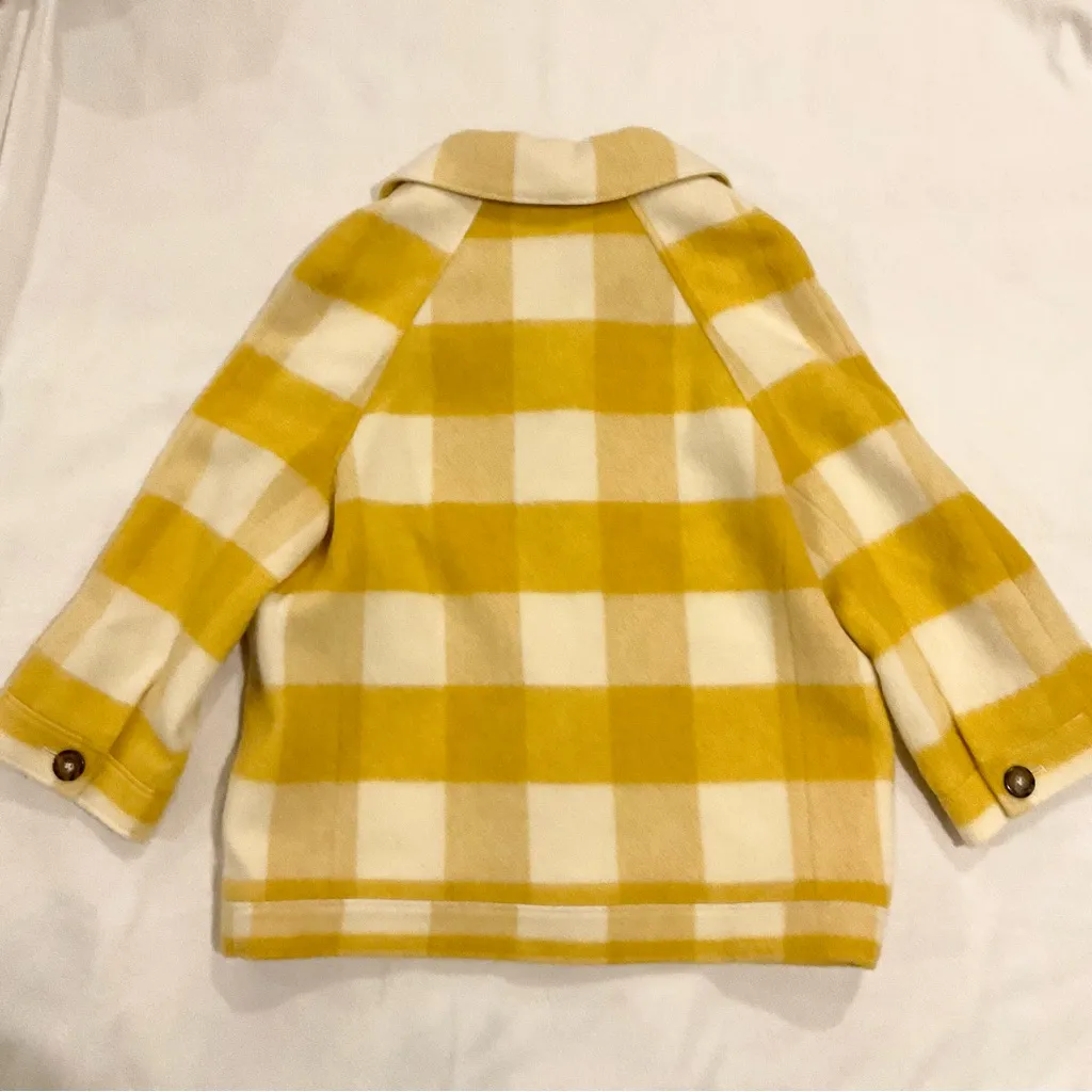 NWOT Sezane Alda plaid coat yellow tiles check oversize look SZ40 US8  bust48 in - Image 5