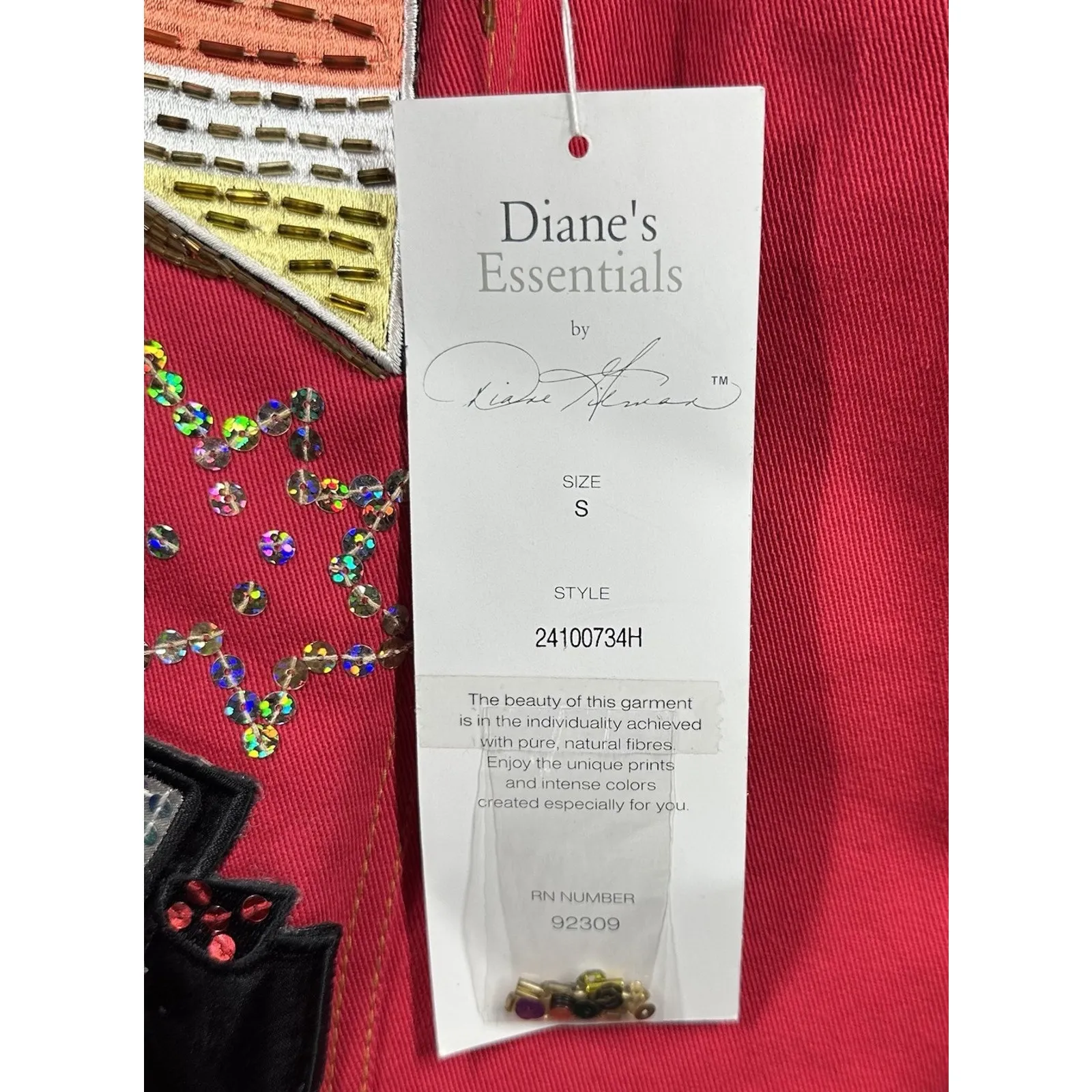 Diane Gilman Red Denim Jean Jacket Hollywood Star Sequin Embroidered Rhinestones - Image 11