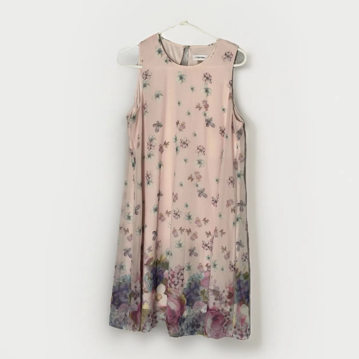 Calvin Klein Pink Floral Dress 12 Spring Easter Church Pastel Garden Party - Image 2
