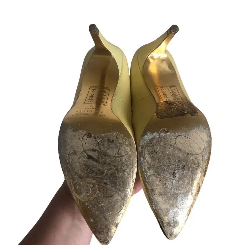 Ted Baker Y2k London mitilia butter yellow pumps / heels pointy toe - Image 13