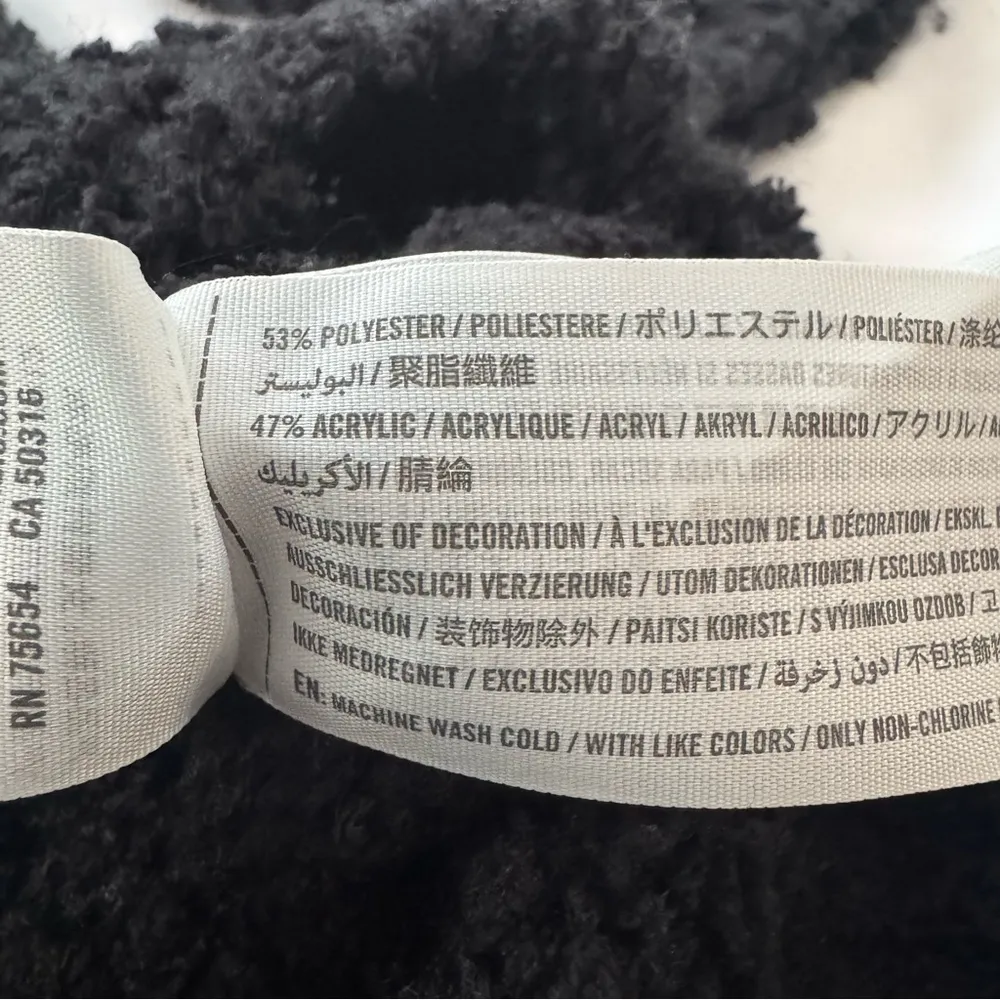 Abercrombie Fitch V-Neck Teddy Tunic Sweater Black Size S Cozy Lounge Classic - Image 5