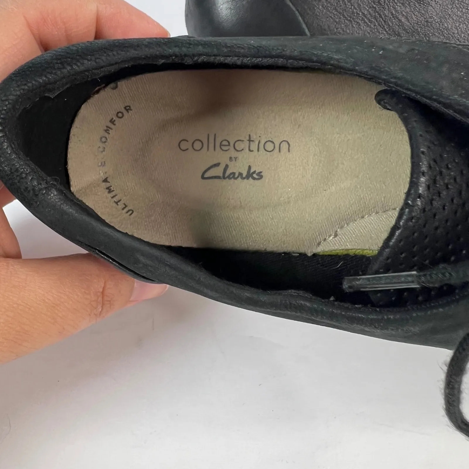 Clark's Women's Black Perforated Oxford Platform Wedge Shoes US 7 C1Z Preppy - Image 7