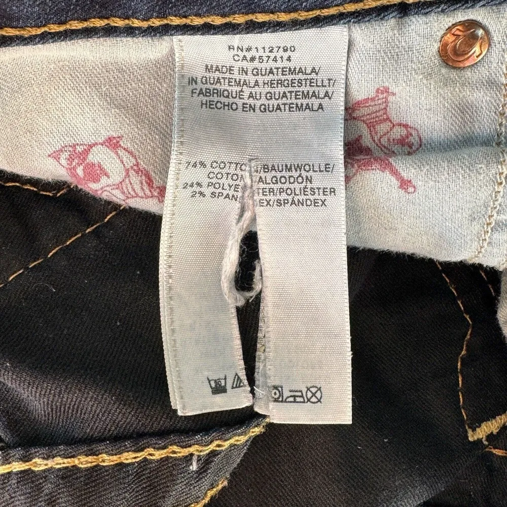 True Religion SZ 27 Skinny Jeans Low-Rise Embroidered Pockets Zip-Fly Dark Wash - Image 10