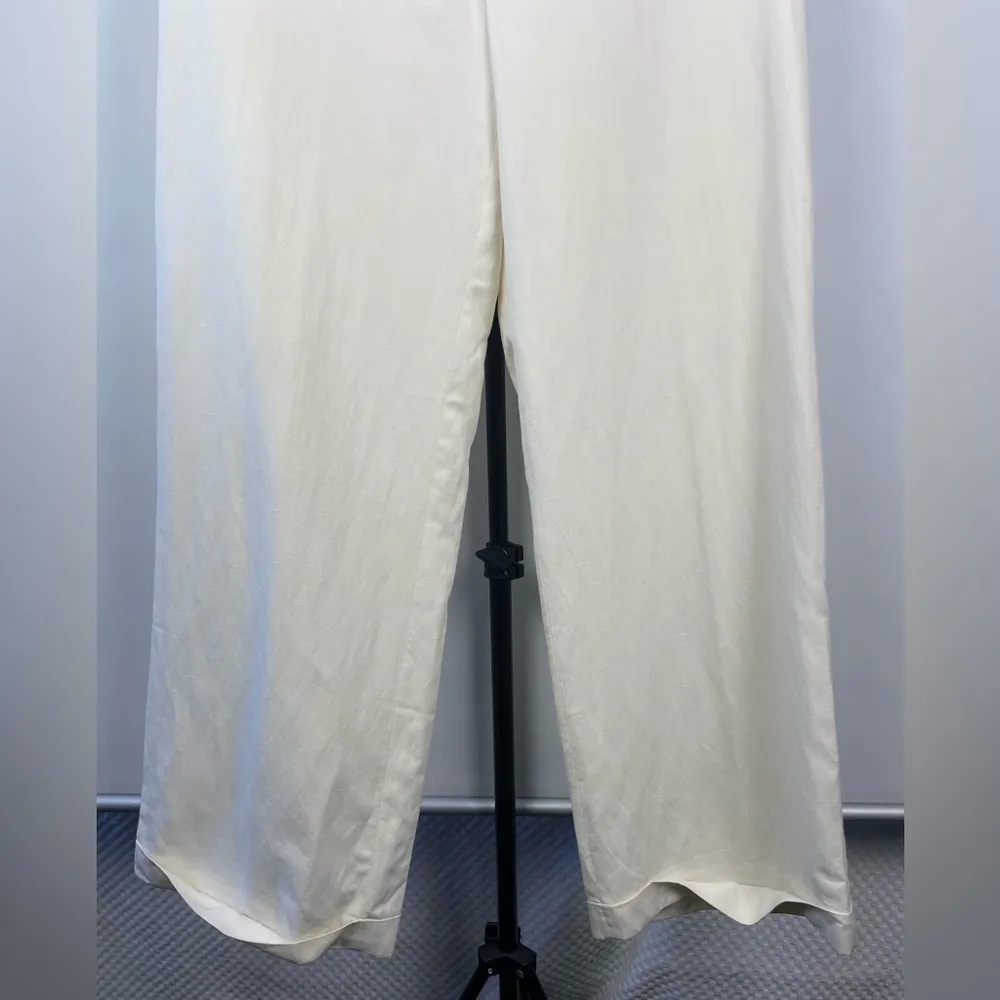 Coldwater Creek Ivory‎ Silk Linen Blend Cypress Fit Wide Leg Cuffed Pants - Image 2
