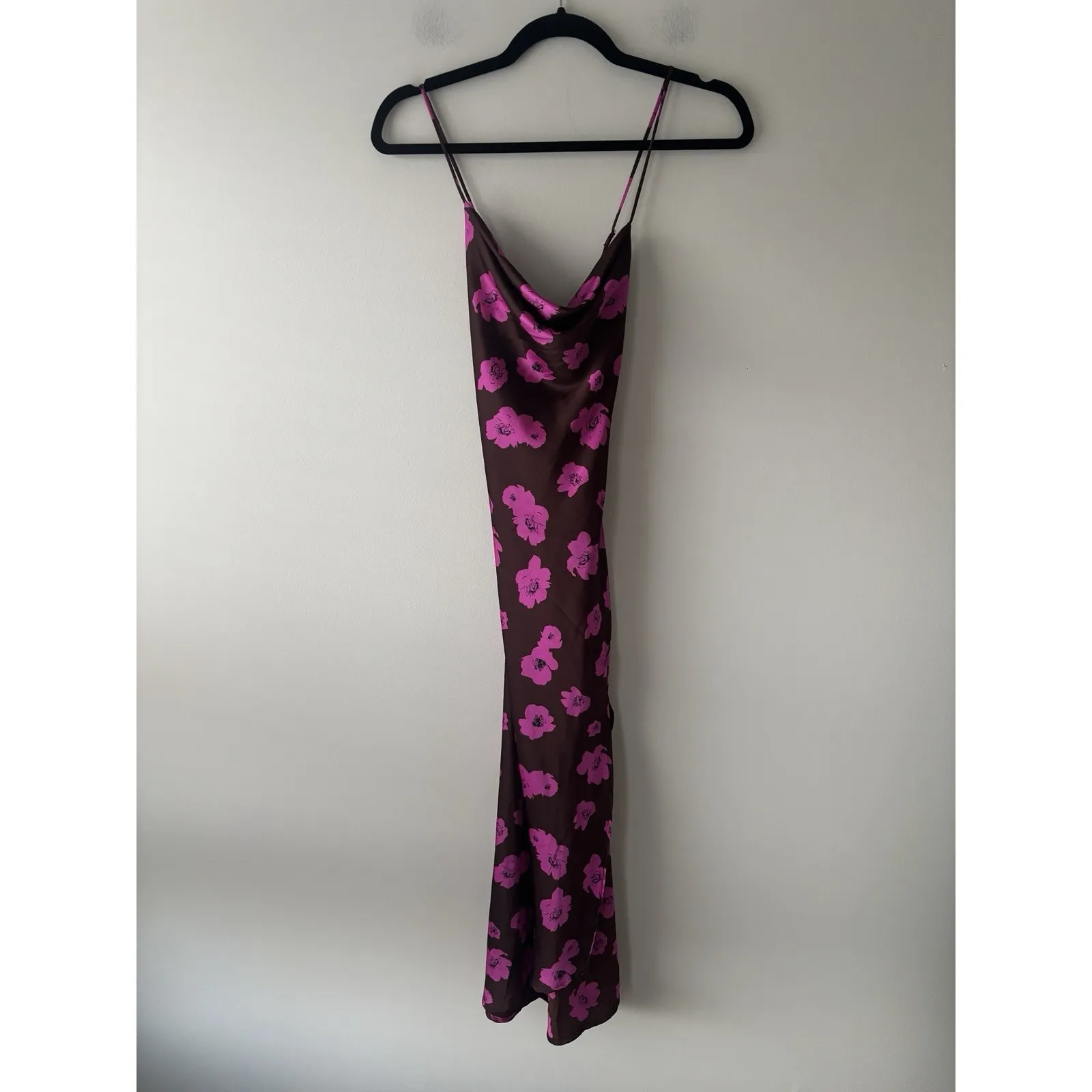 ASTR THE LABEL Gaia Slip Silky Midi Floral Dress Brown Pink Floral Size XS - Image 3