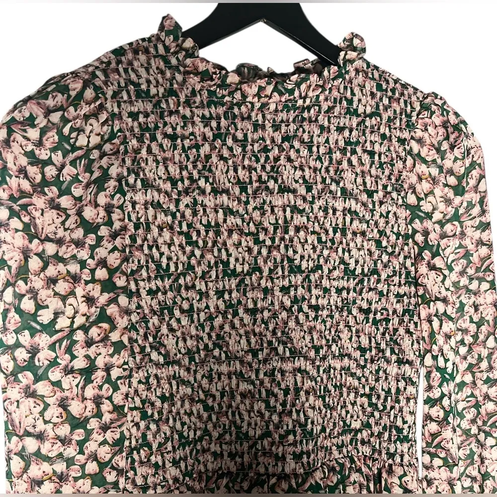 Lulus Floral Forever Green and Pink Floral Print Smocked Skater Dress - Image 3