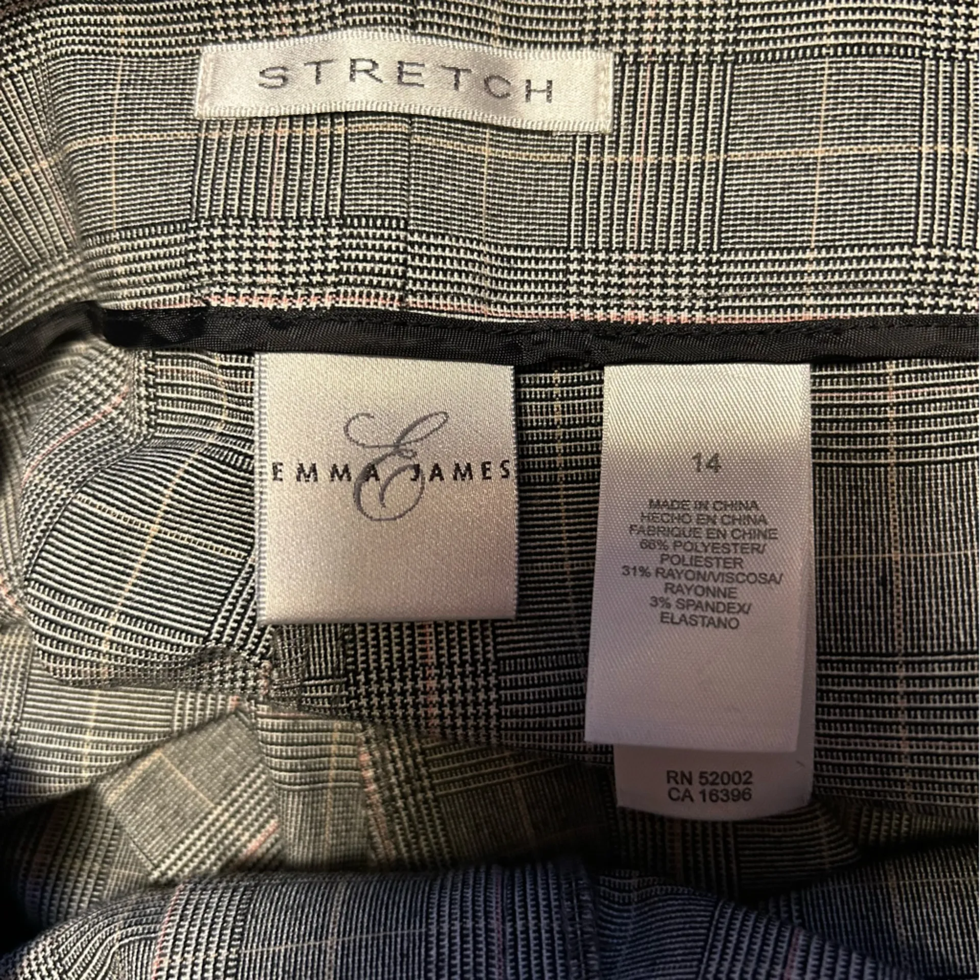 NWOT Emma James Gray Plaid Wide Leg Stretch Dress Pants Sz 14 - Image 4