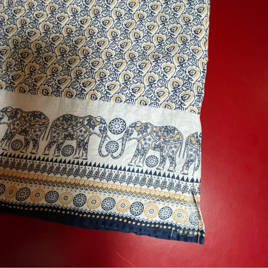 J Jill Linen womans PS Elephant Print Sleeveless Tunic Top Coastal Boho Tank Blue Size undefined - Image 9