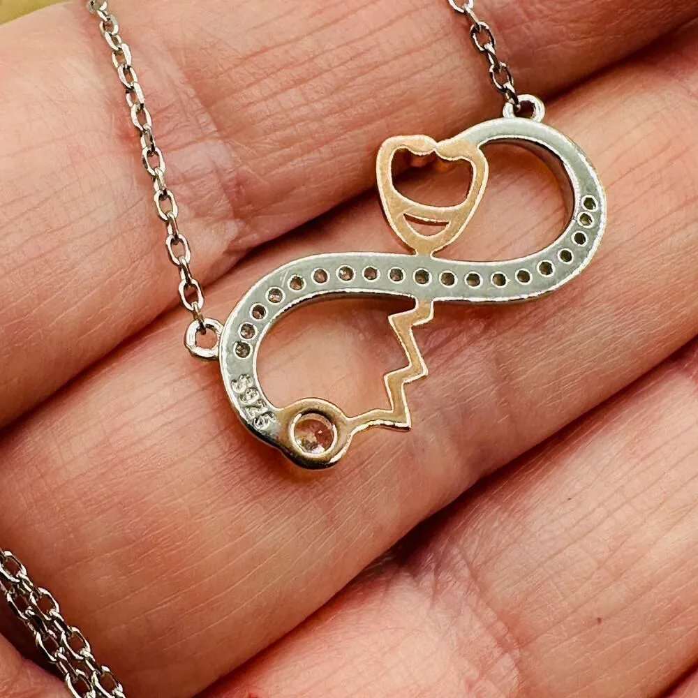 Sterling Silver Stethoscope Necklace Silver - Image 4