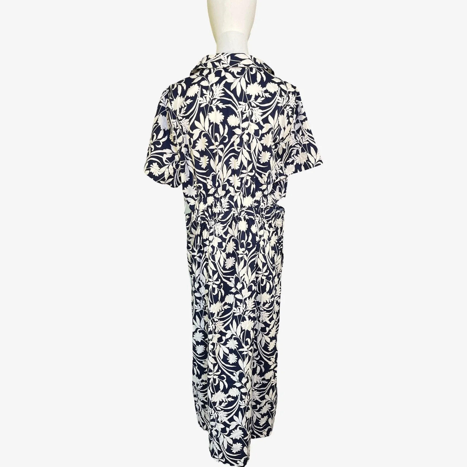 Old Navy Navy Ivory Floral Print Short Sleeve Midi Dress Women’s XL NWT - Image 7