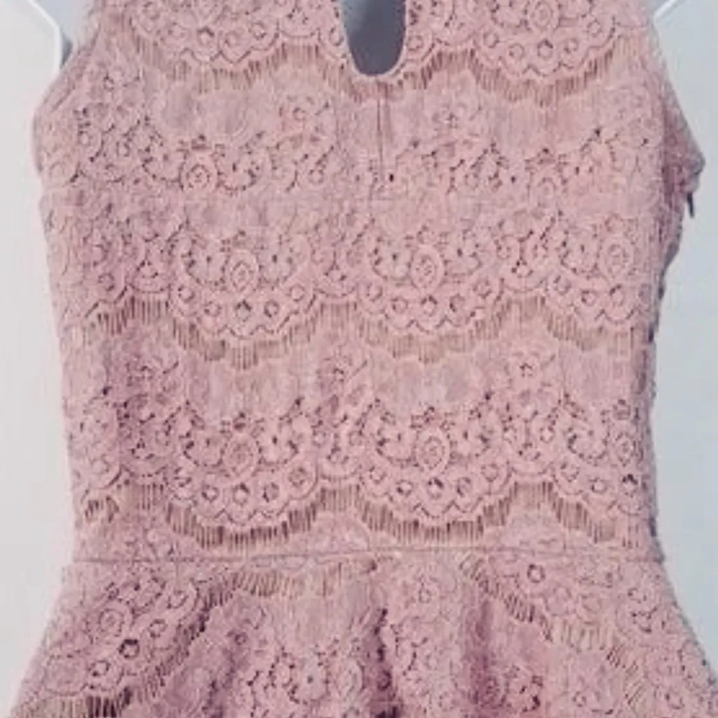 Love, Fire Mauve Lace Peplum Top + Scrunchie Pearl Satin Headband | Size S (Fits Pink - Image 9