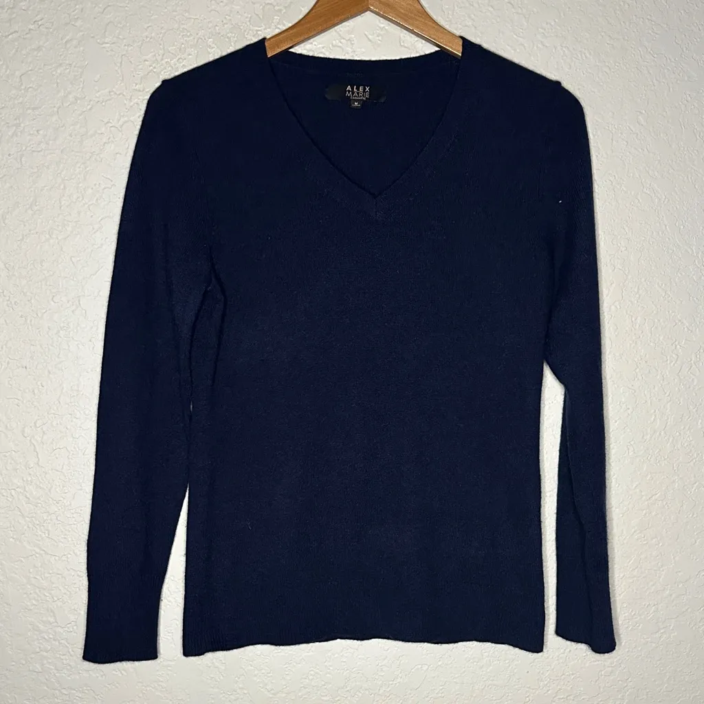 Alex Marie V Neck Sweater 100% Cashmere Elevated Basic Cozy Womens Medium - Image 1