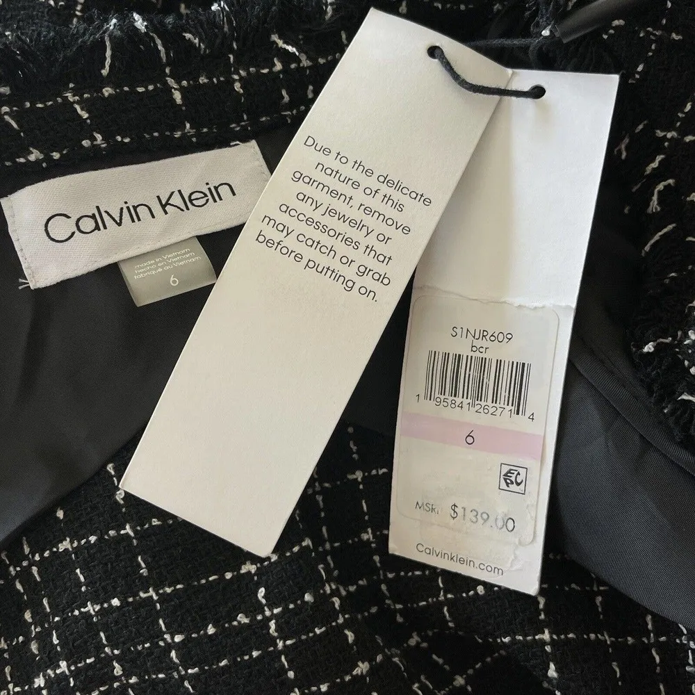 Calvin Klein SZ 6 Blazer Jacket Open Front Long Sleeve Pockets Unlined Womens - Image 7