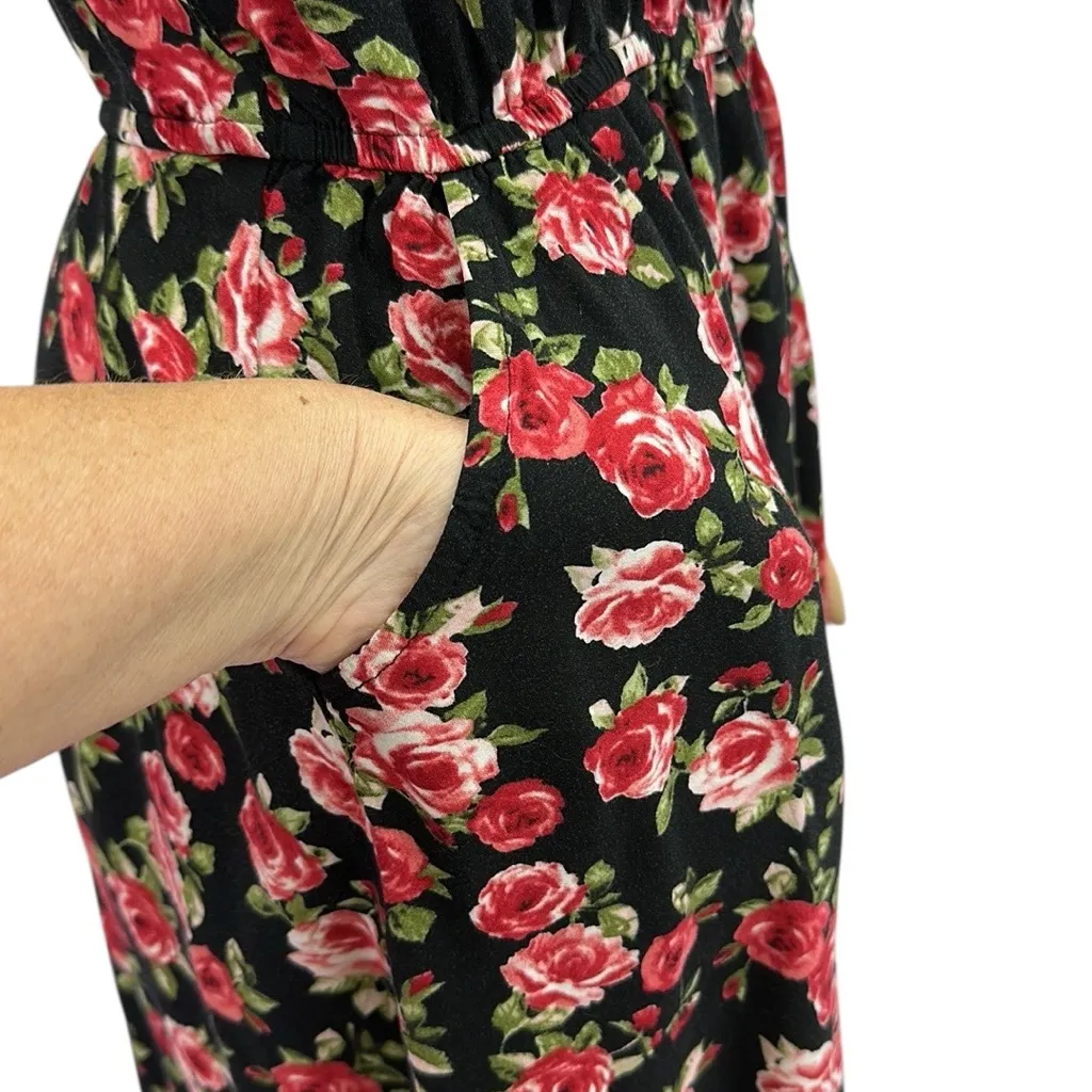 Rosette by Be Cool Rayon Floral Sleeveless Spaghetti Strap Pocket Dress Junior M - Image 4