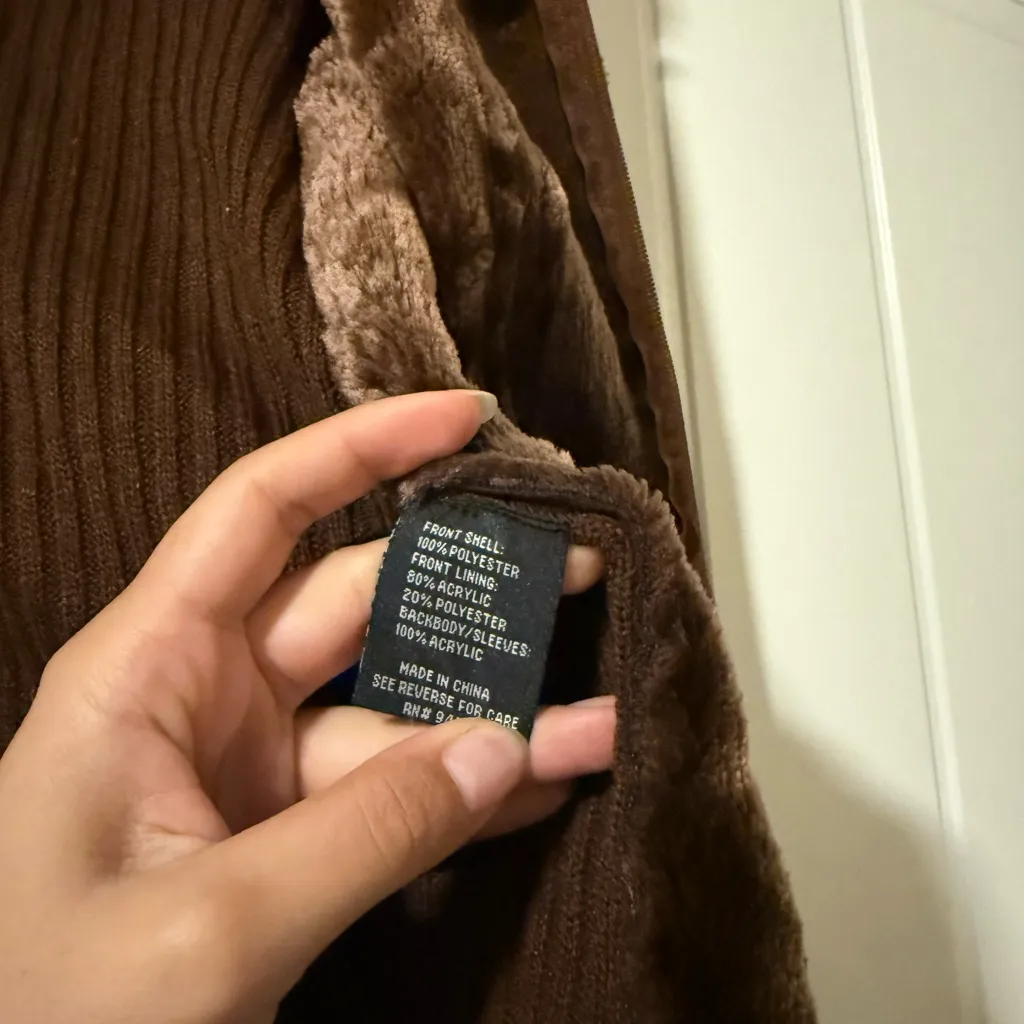 Y2K Cozy Brown Teddy Jacket with Hood Size M - Image 4