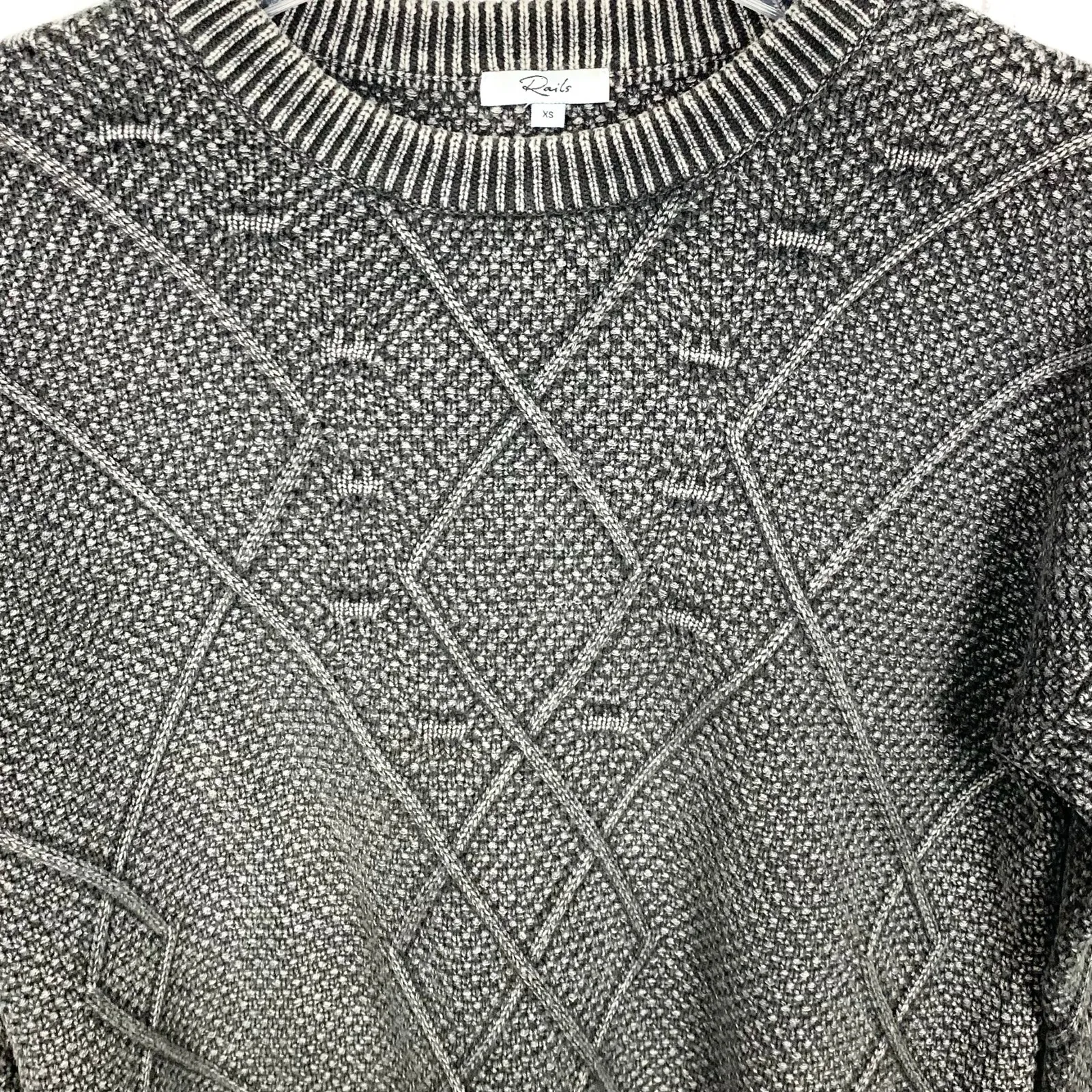 Rails Womens Lisette Vintage Black Textured Sweater Cropped Crewneck Size XS - Image 12