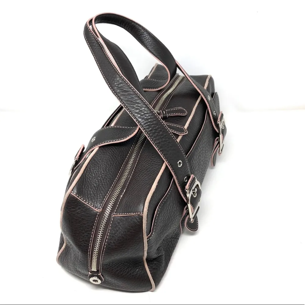 COLE HAAN Chocolate brown textured leather bag - Image 2