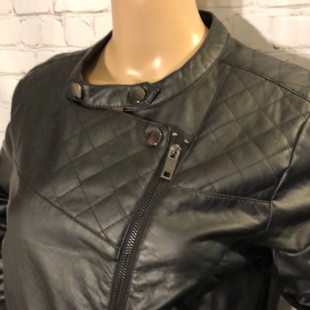Dollhouse Outerwear Faux Leather Black Moto Jacket Large L - Image 2