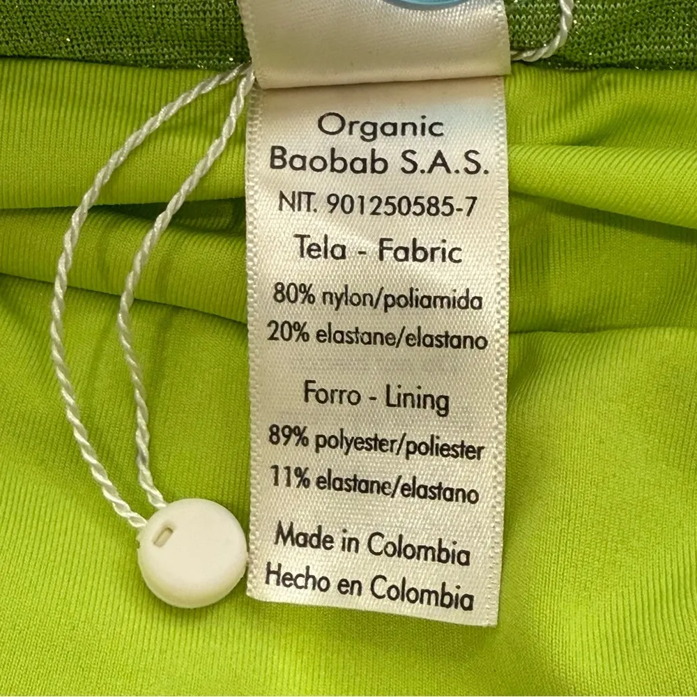 Baobab Irene Mini Dress Small Green Strapless Shimmer Bodycon Party - Image 6