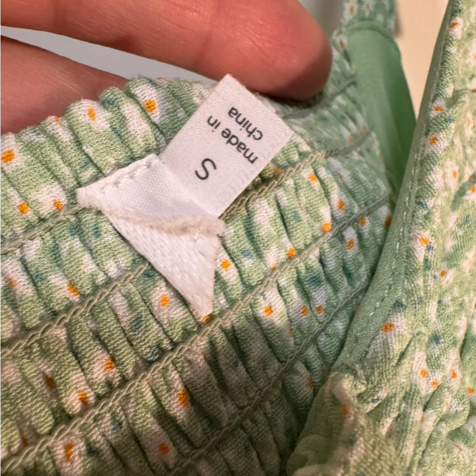 ASTR The Label Heiress Ruched Mini Dress – Mint Orange Ditsy – Size Small - Image 5