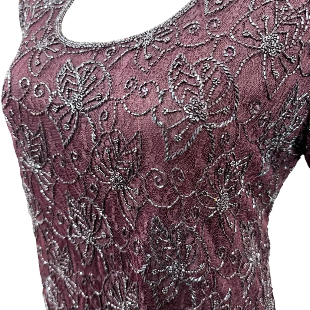 Vintage Brilliante by J.A. Plum Beaded Lace Formal Dress Size XXL Purple - Image 4