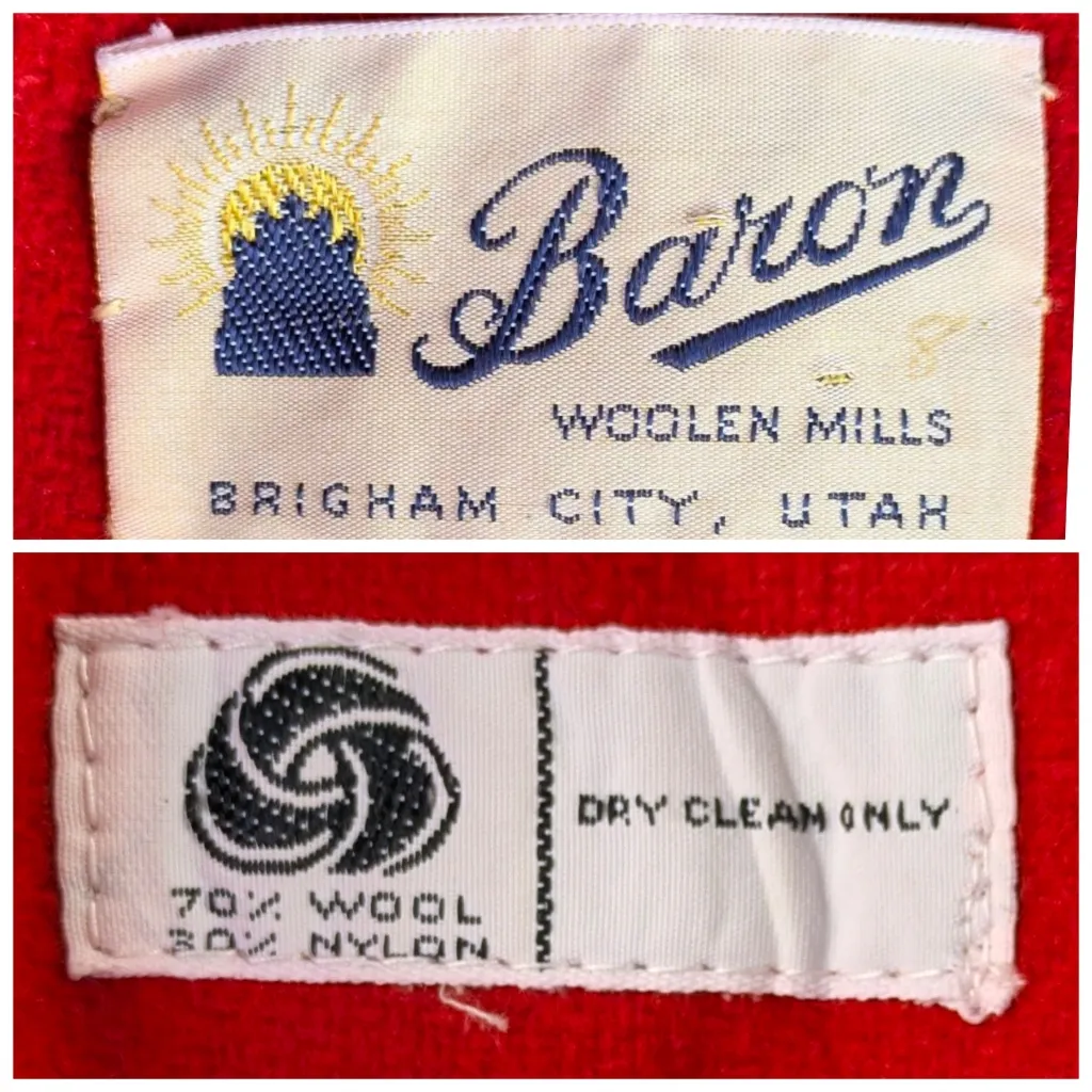 Vintage Baron Woolen Mills Plaid Wool Car Coat Red Tartan Women 8 F248 Size M - Image 13