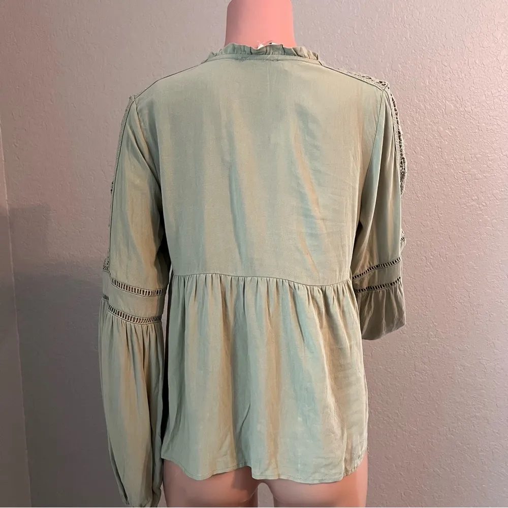 NEWBURY KUSTOM SHIRT BELL SLEEVE BLOUSE XL SAGE GREEN FALL RELAXED FIT  NWT #154 - Image 11