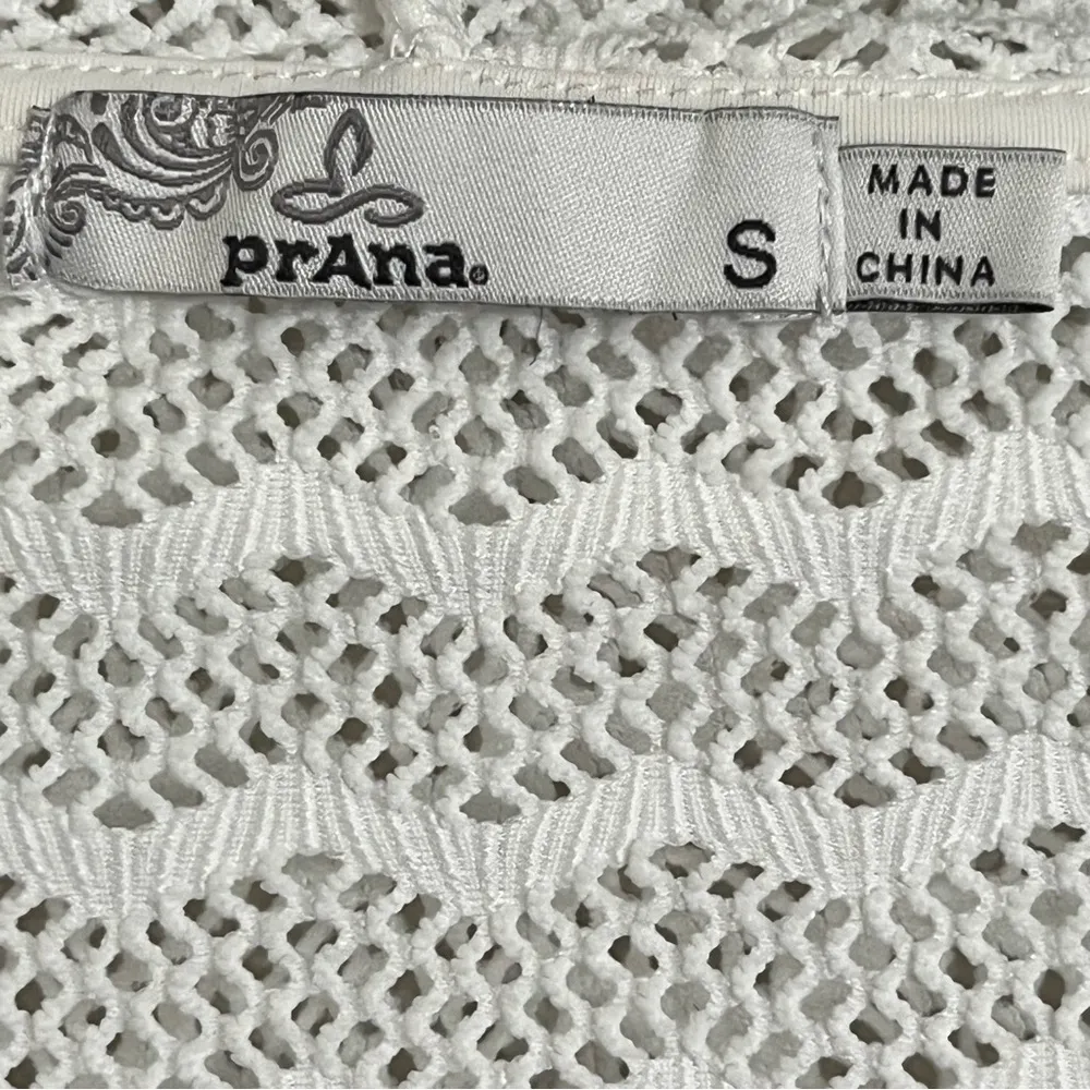 prAna Luiza Swimsuit Cover-Up Hooded‎ Tunic White Chevron Pocket Size Small - Image 4