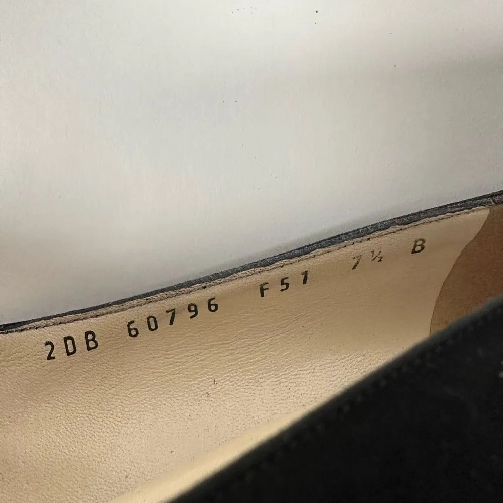 Salvatore Ferragamo 80s Pumps Heels Black Suede Tortoise Buckle Accent 7 1/2 B - Image 4