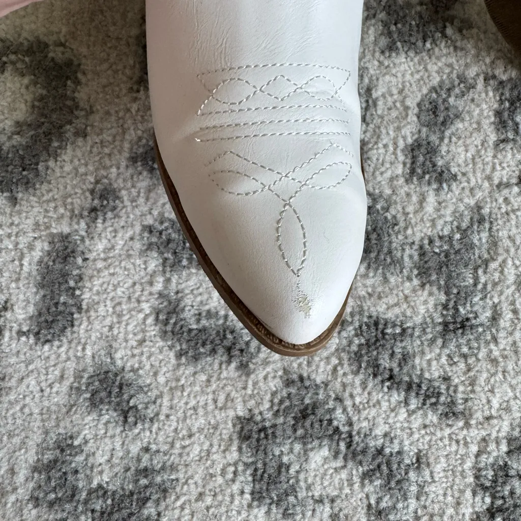 White Western Ankle Boots Size 8.5 - Image 2
