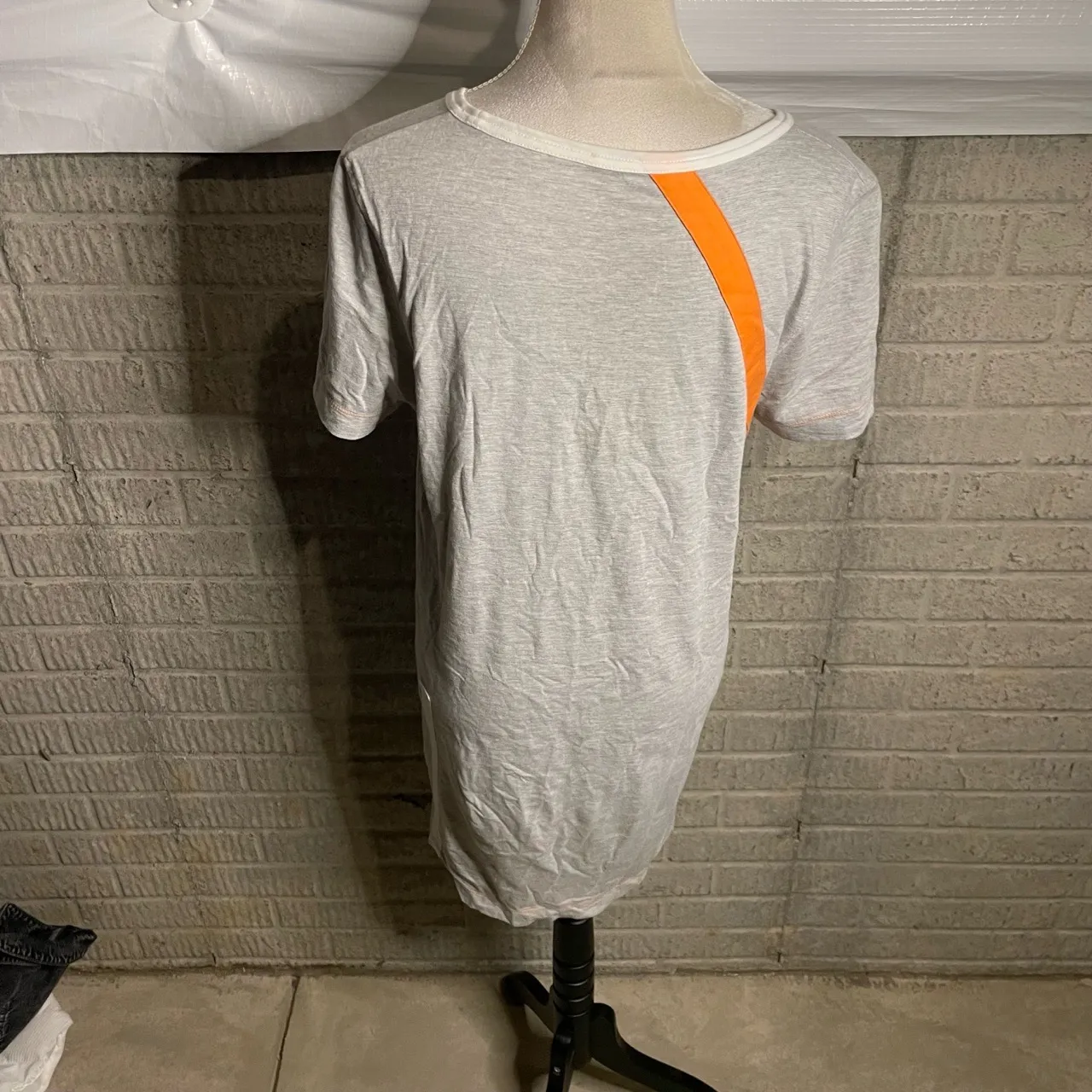 LISA TODD Womens Light Grey Orange‎ White Striped Tee Shirt Dress Size Medium Gray - Image 4