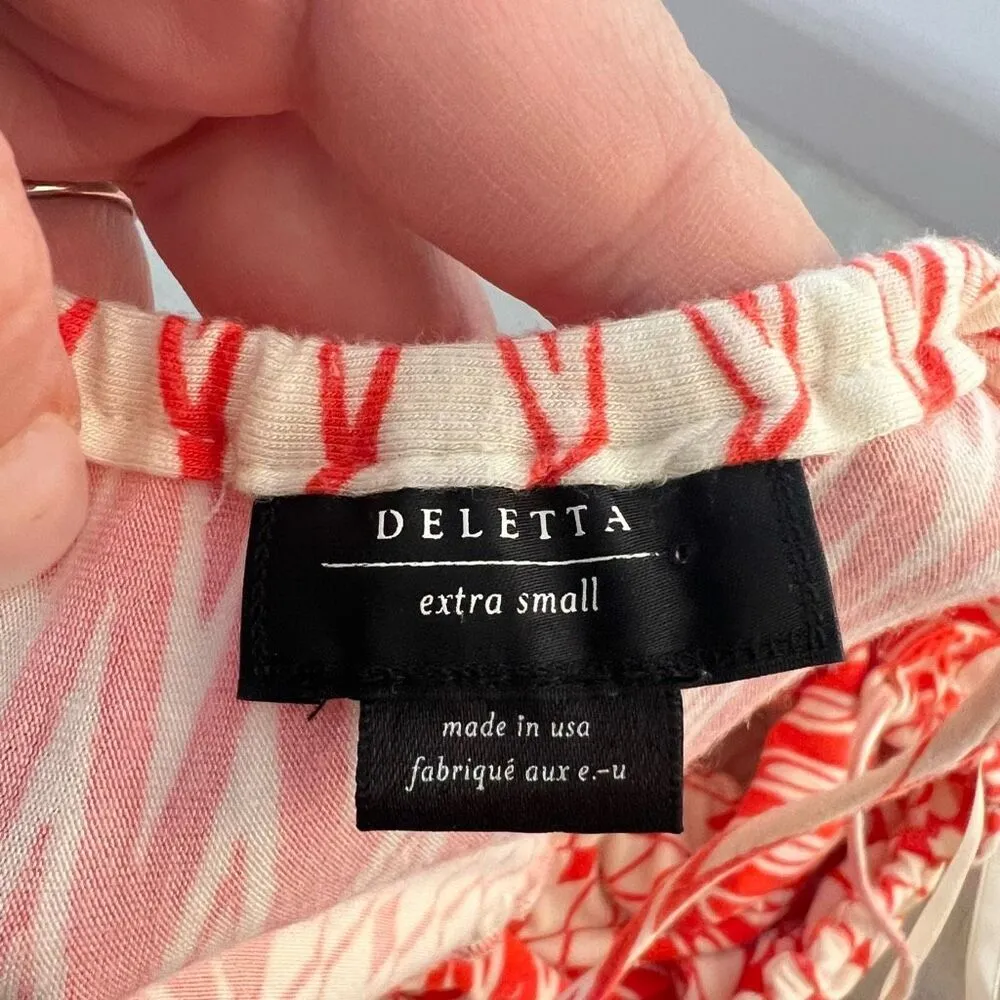 Anthropologie Deletta Coral & White Keyhole Shapeshifter Jersey Maxi Dress XS - Image 8