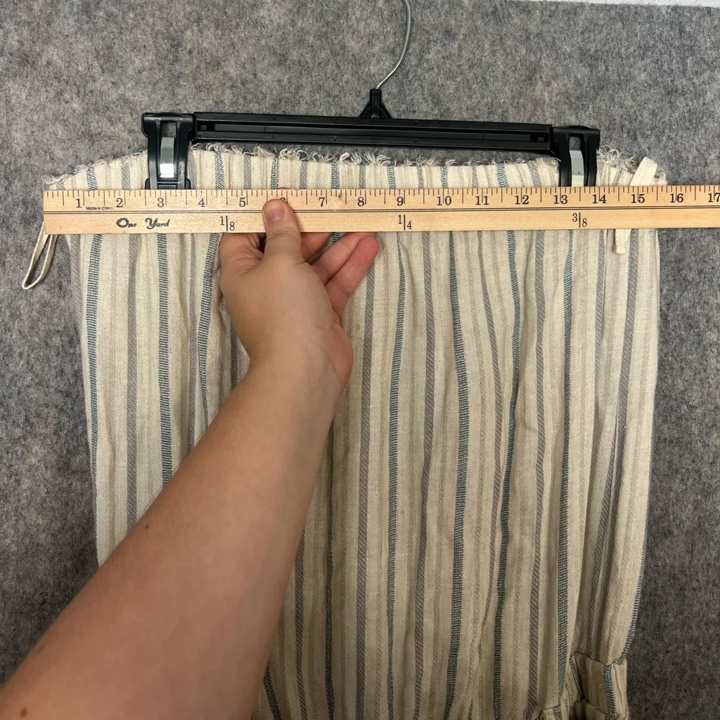 Anthropologie Cloth & Stone Sz M Erin strapless striped belted jumpsuit wide leg - Image 6